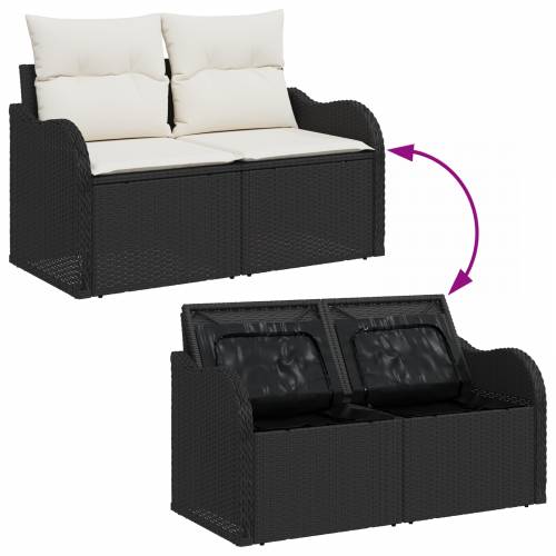 7-dijelni vrtni set sofa s jastučićima crni poli ratan Cijena