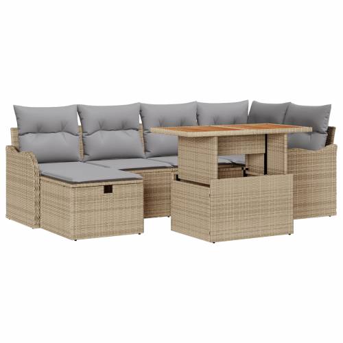 7-dijelni vrtni sofa set s jastucima bež poli ratan Cijena