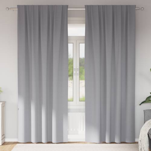 Zavjese sa zavjesama 2 pcs Svjetlosiva 245 x 140 cm Poliester Cijena
