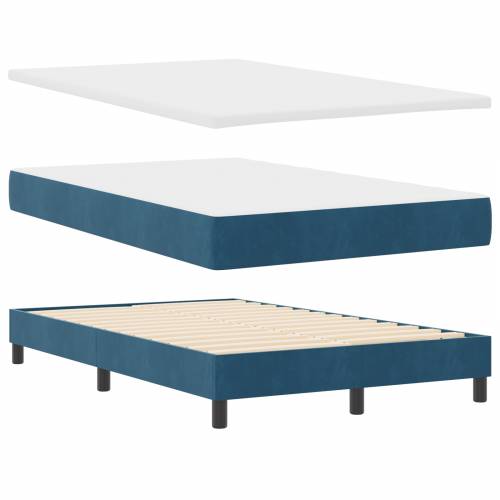 Box Spring Krevet s Madracem Tamnoplava Mala Dupla Baršun Cijena