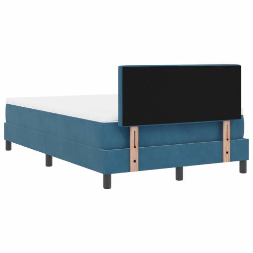 Box Spring Krevet s Madracem Tamnoplava Mala Dupla Baršun Cijena