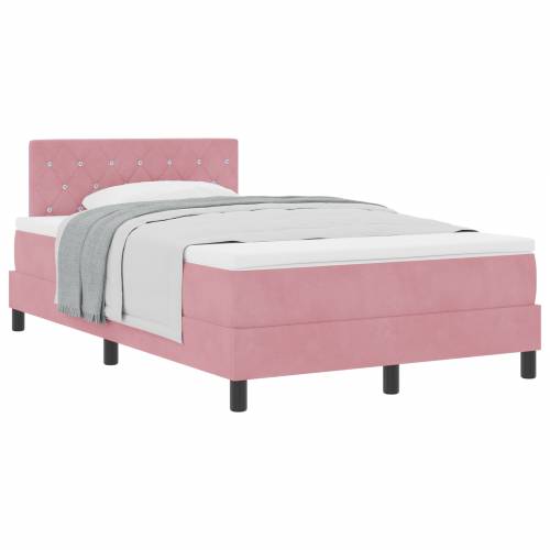 Box Spring Krevet s Madracem Ružičasta Mala Dupla Baršun Cijena