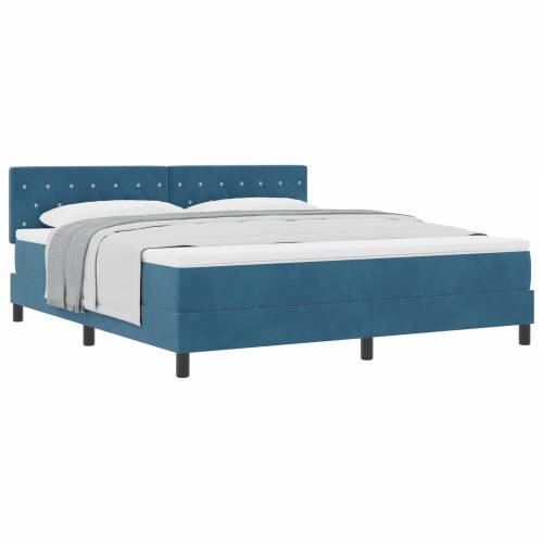 Box Spring Krevet s Madracem Tamnoplavi Super King Baršun Cijena
