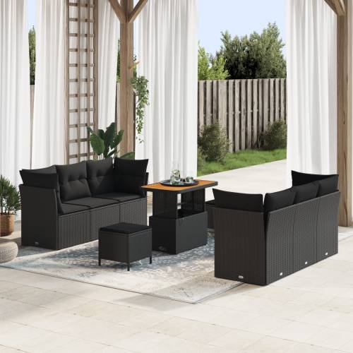 set vrtnih sofa od 9 dijelova s jastučićima Crna Poliratan Acacia Cijena
