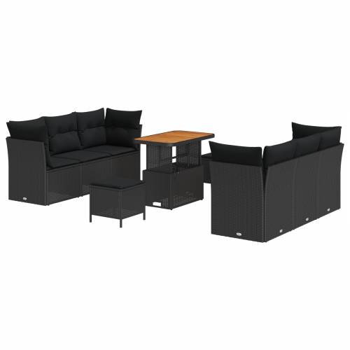 set vrtnih sofa od 9 dijelova s jastučićima Crna Poliratan Acacia Cijena