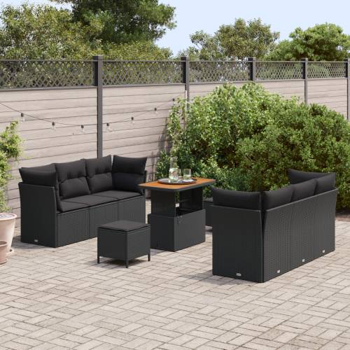 set vrtnih sofa od 9 dijelova s jastučićima Crna Poliratan Acacia Cijena