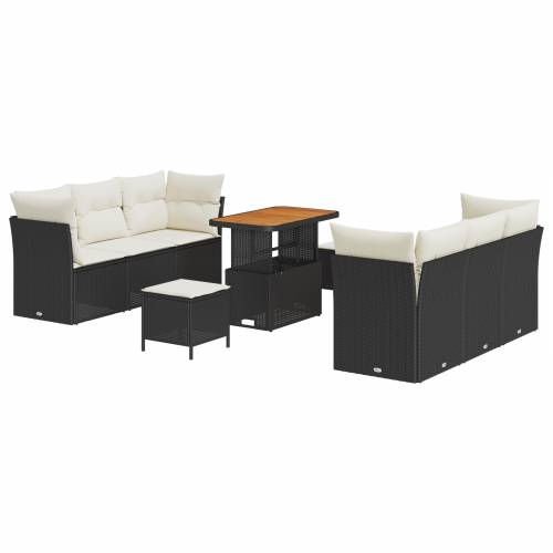 Vrtna garnitura - 9-dijelni set vrtnih sofa s jastučićima crna poli ratan akacija Cijena