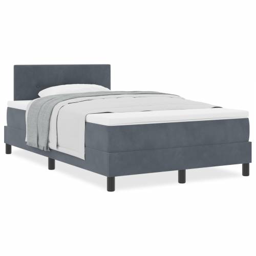 Box Spring krevet s madracem tamno sivi mali dvostruki baršun Cijena