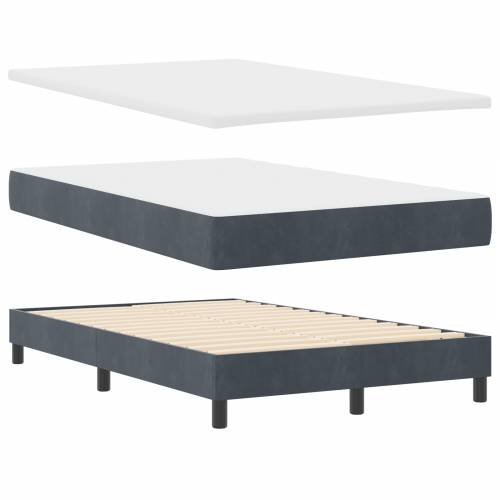 Box Spring krevet s madracem tamno sivi mali dvostruki baršun Cijena