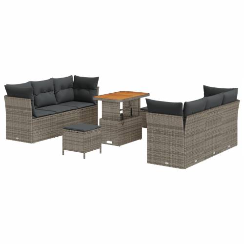 9-dijelni vrtni sofa set s jastučićima siva poli ratan akacija Cijena