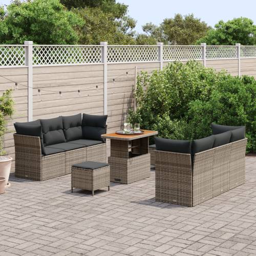 9-dijelni vrtni sofa set s jastučićima siva poli ratan akacija Cijena