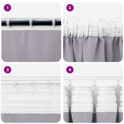 Zavjese sa zavjesama 2 pcs Metalna siva 245 x 140 cm Poliester Cijena
