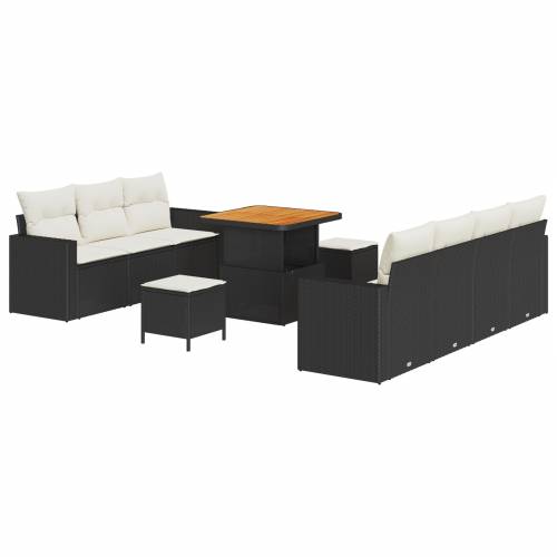 set vrtnih sofa od 10 komada s jastučićima crni poli ratan akacija Cijena