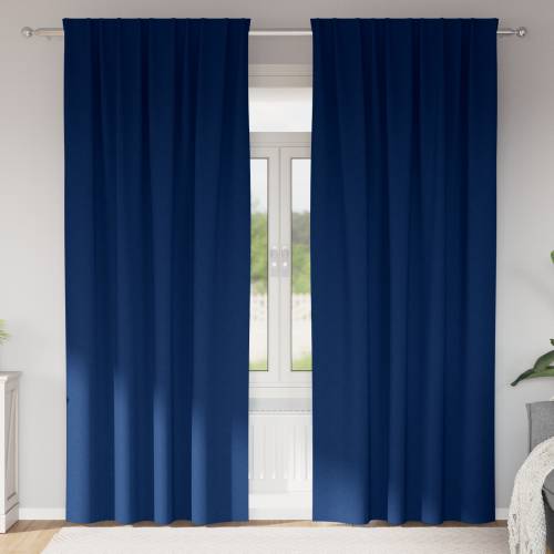 Zavjese sa zavjesama 2 pcs Tamno plava 245 x 140 cm Poliester Cijena