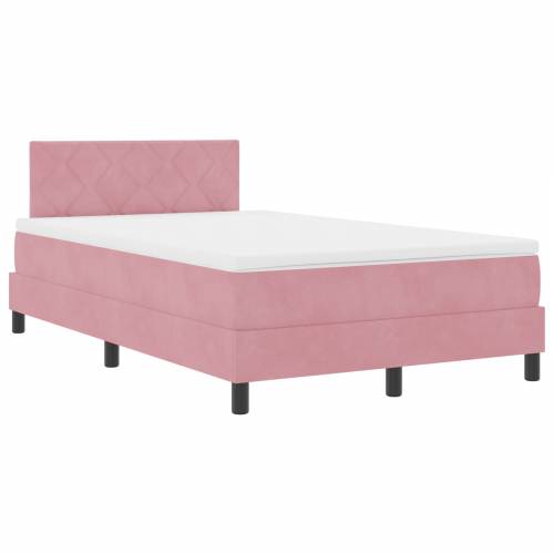 Box Spring Krevet s Madracem Ružičasti Mali Dupli Baršun Cijena