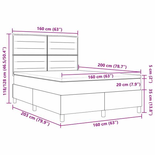 Krevet s kutijom opruga s madracem Crna 160x200 cm Tkanina Cijena