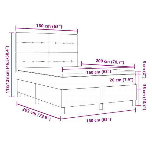 Box Spring Krevet s Madracem Crni 160x200 cm Tkanina Cijena