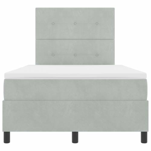 Box Spring Krevet s Madracem Svjetlosiva Mala Dvostruka Baršun Cijena