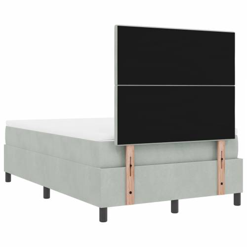 Box Spring Krevet s Madracem Svjetlosiva Mala Dvostruka Baršun Cijena