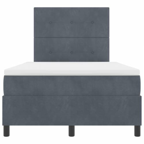 Box Spring Krevet s Madracem Tamno Siva Mala Dvostruka Baršun Cijena