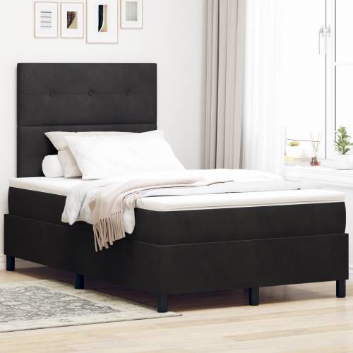 Box Spring Krevet s Madracem Crna Mala Dupla Baršun Cijena
