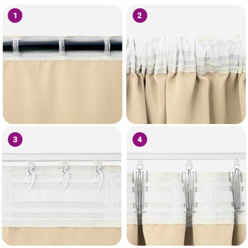 Zavjese sa zavjesama 2 pcs Krema 260 x 140 cm Poliester Cijena