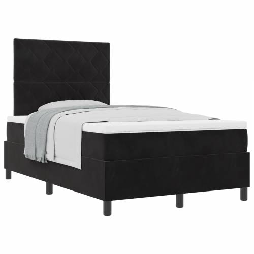 Box Spring krevet s madracem Crna Mala dužina Baršun Cijena