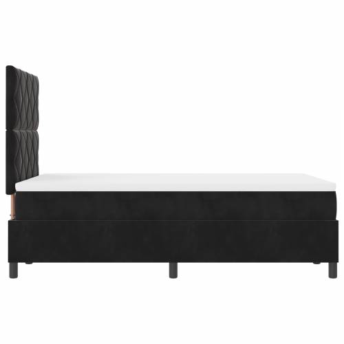 Box Spring krevet s madracem Crna Mala dužina Baršun Cijena