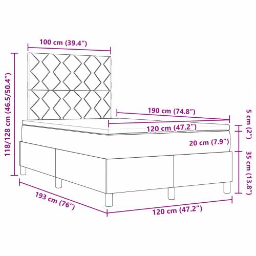 Box Spring krevet s madracem Crna Mala dužina Baršun Cijena