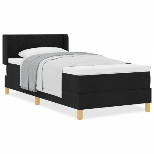 Box Spring krevet s madracem u crnoj boji, 90 x 190 cm, Tkanina Cijena