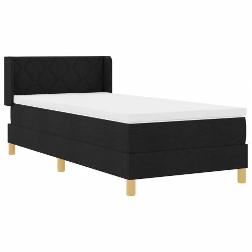 Box Spring krevet s madracem u crnoj boji, 90 x 190 cm, Tkanina Cijena