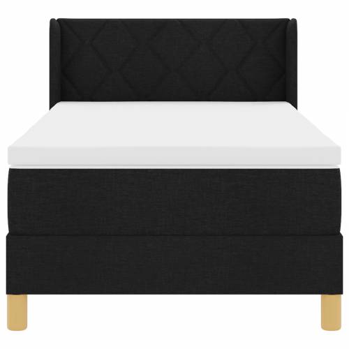 Box Spring krevet s madracem u crnoj boji, 90 x 190 cm, Tkanina Cijena