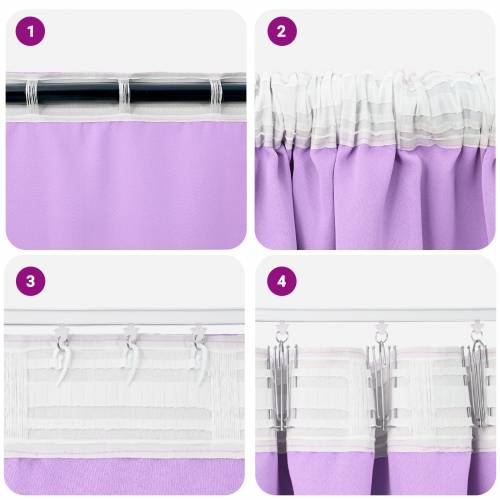 Zavjese sa zavjesama 2 pcs Ljubičasta 260 x 140 cm Poliester Cijena