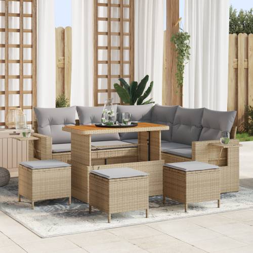 9-dijelni Vrtni Sofa Set s Jastučićima Bež Poli Ratan Akacija Cijena