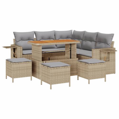 9-dijelni Vrtni Sofa Set s Jastučićima Bež Poli Ratan Akacija Cijena