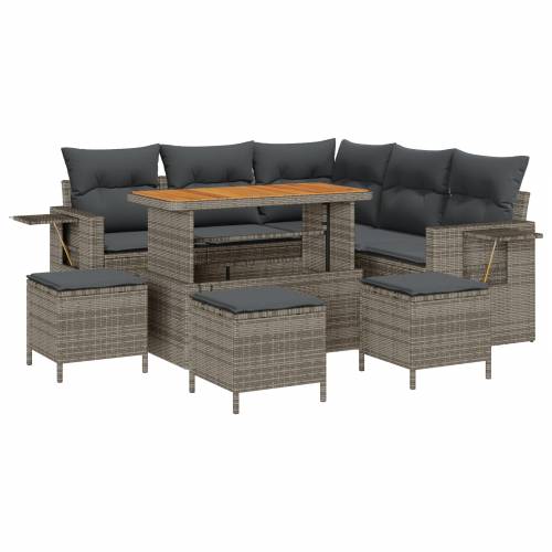 9-dijelni vrtni set sofa s jastučićima Siva Poli ratan Akacija Cijena