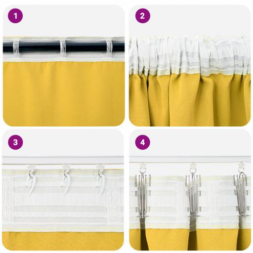 Zavjese 2 pcs žuta boja senfa 245 x 140 cm Poliester Cijena