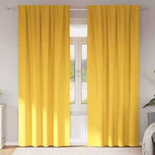 Zavjese 2 pcs žuta boja senfa 260 x 140 cm Poliester Cijena