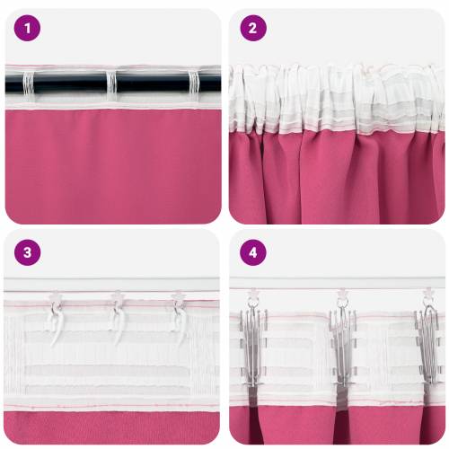 Zavjese sa zavjesama 2 pcs Svijetla roza 245 x 140 cm Poliester Cijena