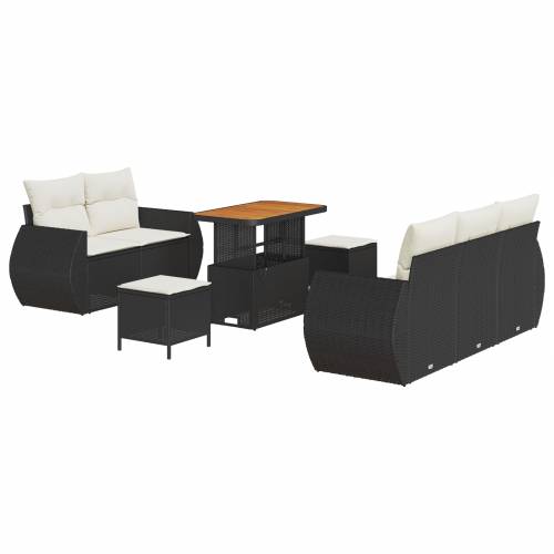 8-komadni vrtni sofa set sa jastučićima crni poli rattan akacija Cijena