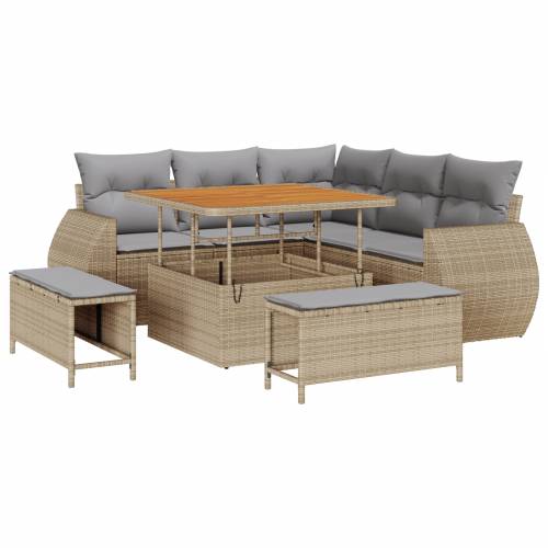 8 komada set vrtnih sofa s jastucima bež poli ratan akacija Cijena