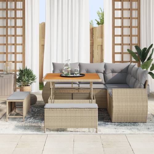 8 komada set vrtnih sofa s jastucima bež poli ratan akacija Cijena
