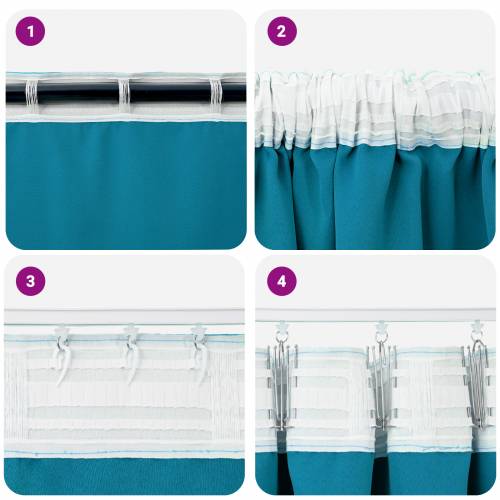Zavjese sa zavjesama 2 pcs Tirkizna 225 x 140 cm Poliester Cijena