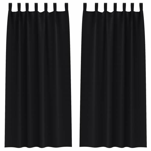 Zavjese sa zavjesama 2 pcs Crna 245 x 140 cm Poliester Cijena