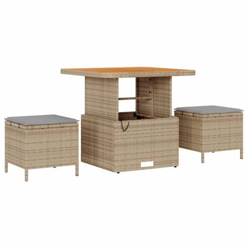 9 Dijelni Gardin Sofa Set s Jastučićima Bež Poli Ratan Akacija Cijena