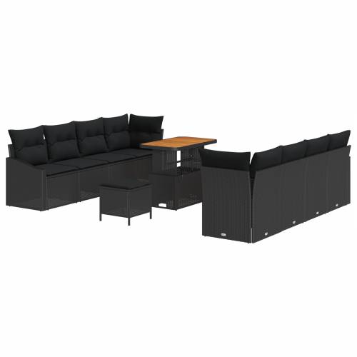 Vrtna garnitura - 11-dijelni set vrtnih sofa s jastucima crni poli ratan akacija Cijena
