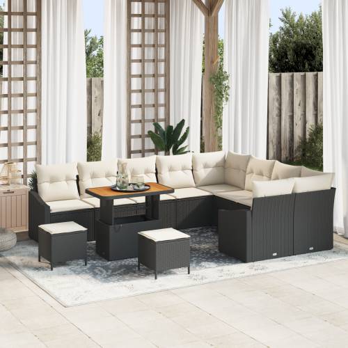 set vrtnih sofa s jastucima 12 kom crni poli ratan akacija Cijena