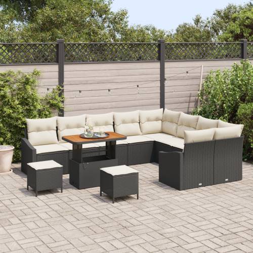 set vrtnih sofa s jastucima 12 kom crni poli ratan akacija Cijena
