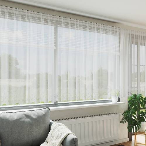 Zavjese sa zavjesama Cvjetni Bijela 600 x 140 cm Poliester Cijena