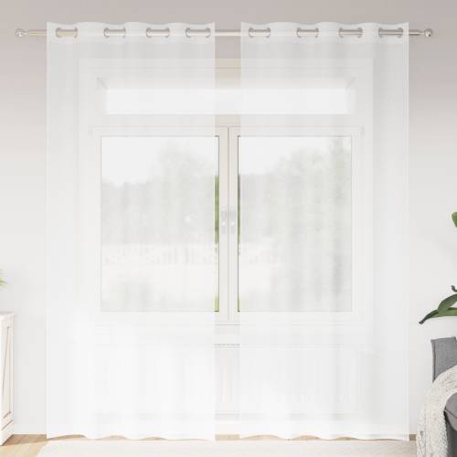 Zavjese sa zavjesama 2 pcs Bijela 140 x 245 cm Poliester Cijena